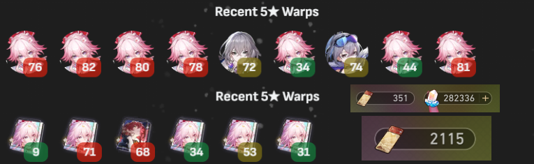 BinkyCh's tweet photo. After 916 days (2.5 years) clocked into HSR, saving a total of 351 Tickets and 282,336 Jades, my NO-PULL account has been broken!

With 2,115 Tickets, I've spent 887 Tickets and I'm now a proud E6S5 Evanescia haver!

VoD is available on my YouTube!

#Honkaistarrail #Evanescia https://t.co/bGPl8HR4VR