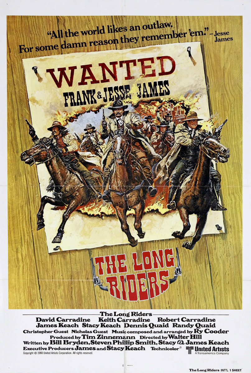 FilmNewsNos's tweet photo. 🎬MOVIE HISTORY: 46 years ago today, May 16, 1980, the movie ‘The Long Riders’ opened in theaters!
#DavidCarradine #KeithCarradine #RobertCarradine #JamesRemar #JamesKeach #StacyKeach #DennisQuaid #RandyQuaid #ChristopherGuest #NicholasGuest #SavannahSmithBoucher #PamelaReed https://t.co/jQExwyz1pm
