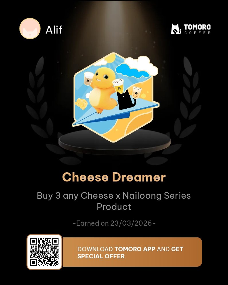 AceDFire's tweet photo. I earned Cheese Dreamer in TOMORO APP, come and get your achievement 👉 https://t.co/E21suzO0yp https://t.co/hw0AhBx52y