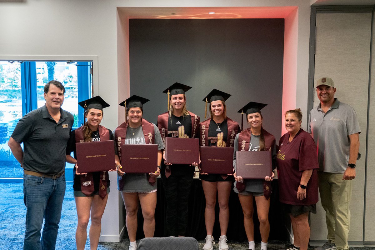 TXStateSoftball's tweet photo. Grateful to have the chance to celebrate our graduating seniors last night who are missing their graduations while we compete in Gainesville this weekend! https://t.co/Qt5QOB2Pwr