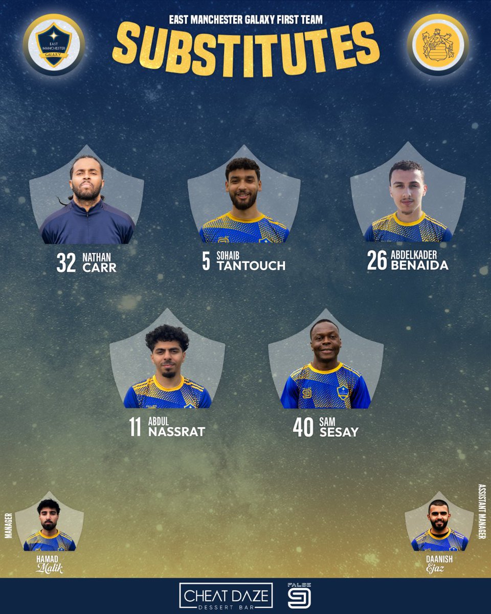 EMGFirstTeam's tweet photo. Matchday 2️⃣0️⃣ | L&amp;C League 🏆 | Matchday Squad 📋

Final selection of the year with a few changes and some different roles across the pitch.

Powered by Cheat Daze 🔵🟡
👕 Kits by False 9

Virtus Et Gloria 🏆

#EMGFirsts #MatchdaySquad #VirtusEtGloria https://t.co/DNYMn1Ving