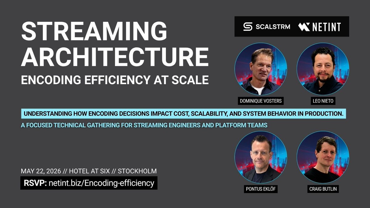 NETINT_Tech's tweet photo. Encoding starts as a pipeline.

At scale, it behaves like a system.

That’s where things get messy.

Stockholm session on what actually changes:

👉 https://t.co/tku1r9gbhC https://t.co/AMzjBE06qD