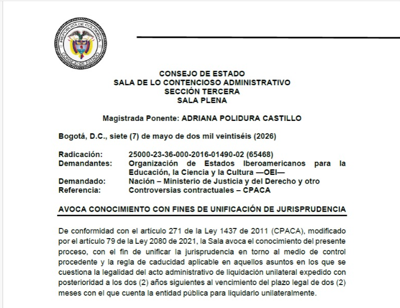 INCOES1's tweet photo. Hilo 🧵
Las razones concretas de unificación son estas:

Primera tesis — Subsecciones A y C

Sostienen que cuando la administración liquida unilateralmente por fuera del término contractual y legal, el acto deja de poder discutirse por controversias contractuales, https://t.co/qe1E0JPzI4