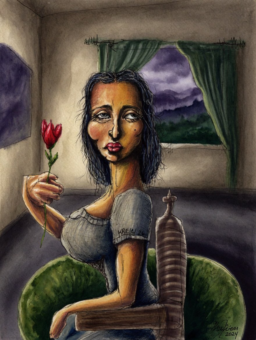 paintwithrick's tweet photo. One Rose by KREJCI/grok #krejci #art #coolart #seattleartist https://t.co/kZaDeCRhjM