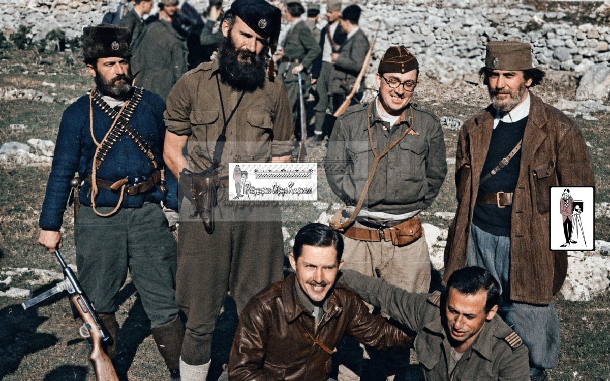 39emma1381's tweet photo. Залеђе Дубровника, фебруара 1944. године. Стоје Јован Бабовић, пратилац мајора Лукачевића, мајор Војислав Лукачевић командант Старог Раса, пуковник Вилијем Бејли, пуковник Петар Баћовић командант Херцеговине, клече капетан Волтер Менсфилд и мајор Бора Тодоровић, официр за везу⬇️ https://t.co/5DBHn8oVXh