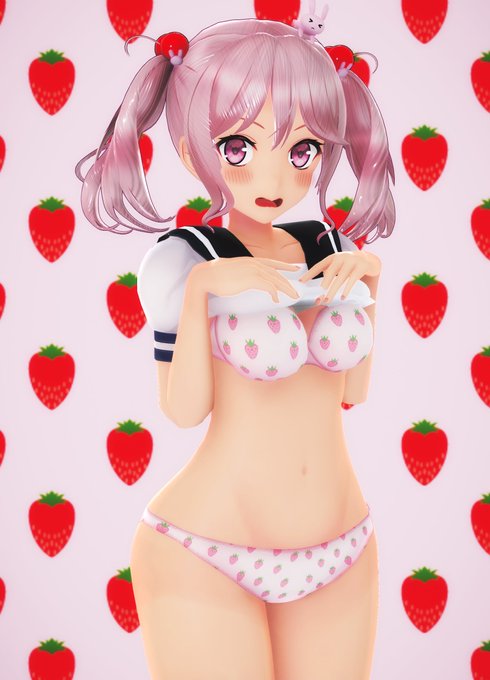 いちご下着を見せる漣ちゃん 