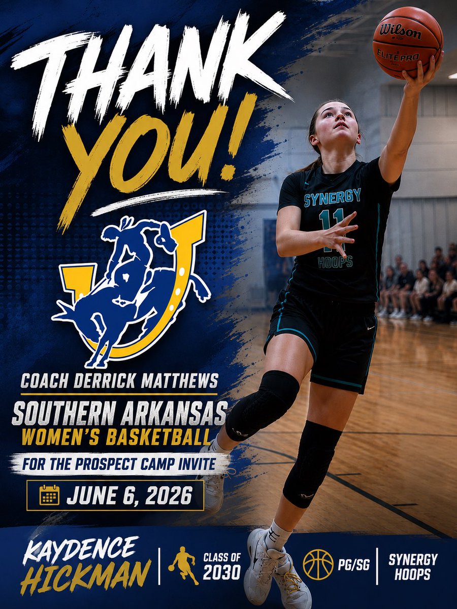 kaydence11_'s tweet photo. Huge thank you to Coach Derrick Matthews and @SAU_WBB for the invitation to attend the Prospect Camp on June
I am excited for the opportunity to compete, learn, & continue growing my game against strong competition from all of the world.
#Classof2030 #hicks #synergyhoops https://t.co/v4n9NaaWpv