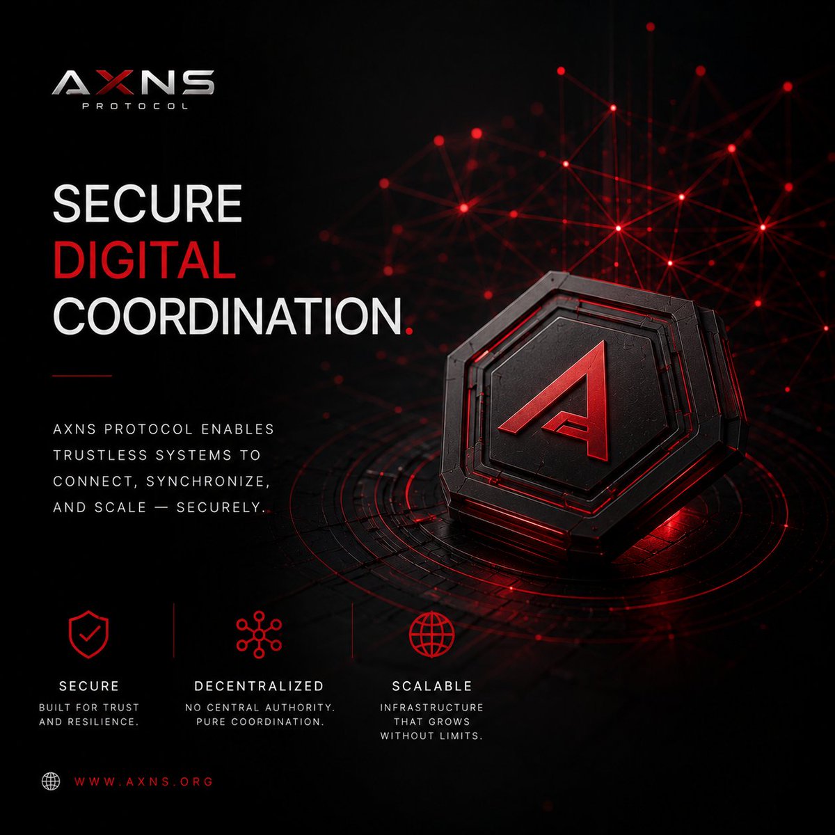 Axnsprotocol's tweet photo. Coordination is the foundation of every intelligent network.
AXNS Protocol enables secure, decentralized systems to synchronize, execute, and scale without dependency on centralized control.
Built for resilient digital infrastructure.
#AXNS #AXNSProtocol #Blockchain #Web3 #DeFi https://t.co/s6di6CiZ53
