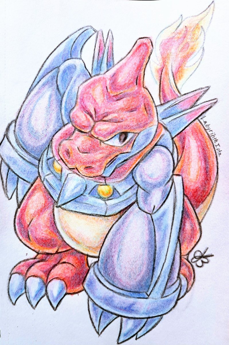 Falsevanity's tweet photo. Charmetal (Fire/Steel)
#Charmeleon #Metang #pokefuse
#WarGrowlmon / #Growlmon inspired.
#Pokemonart #Digimonart https://t.co/ntbv8oPMm2