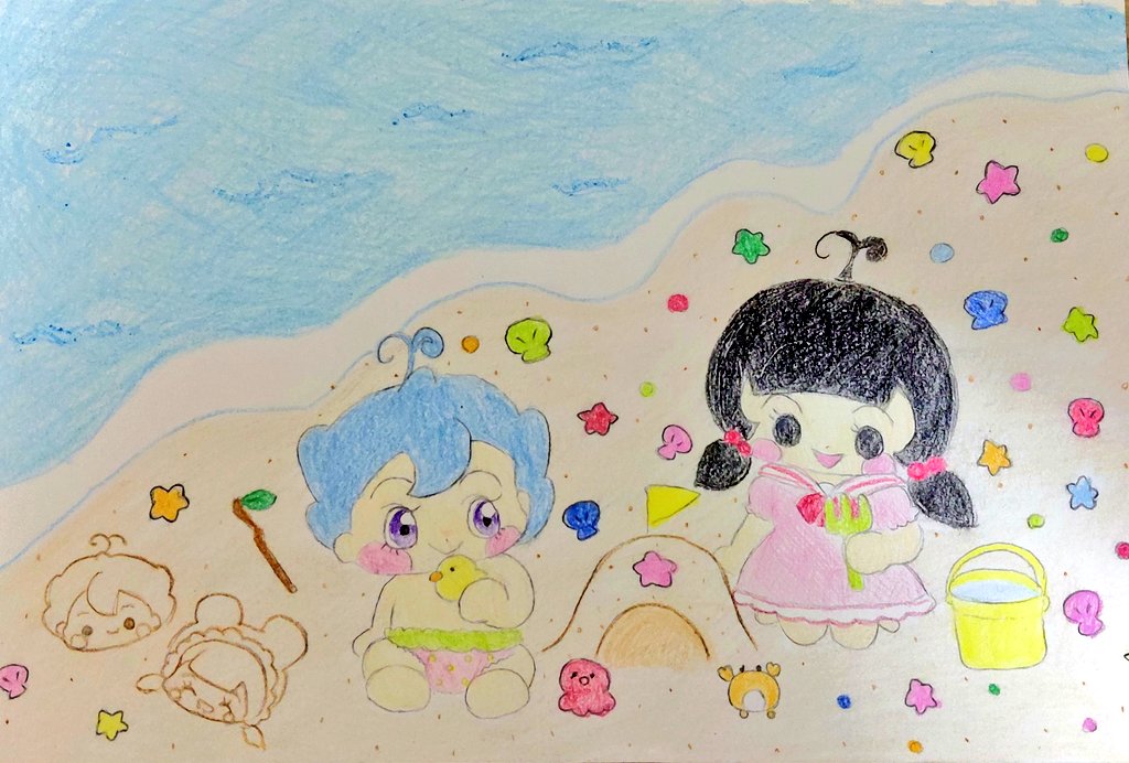 アンパンマン版深夜のお絵かき60分一本勝負 テーマは🩵海🩵 ちゃぽ