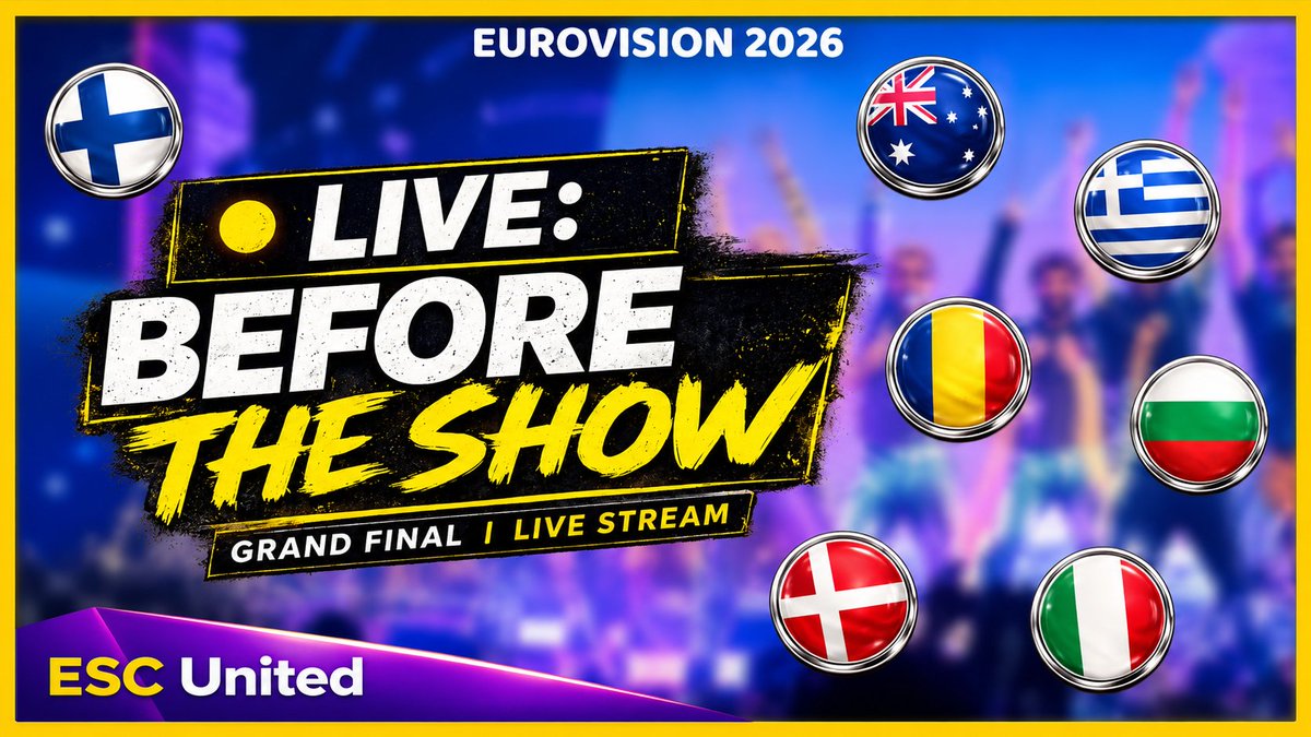 ESCunited's tweet photo. Going LIVE before the #Eurovision 2026 Grand Final tonight at 19:30 CET.

Final predictions, running order thoughts, likely televote/jury winners, possible surprises and all the last-minute Eurovision chaos before the show begins.

Link: https://t.co/4wCwdED7TO https://t.co/0RgEg3grNc