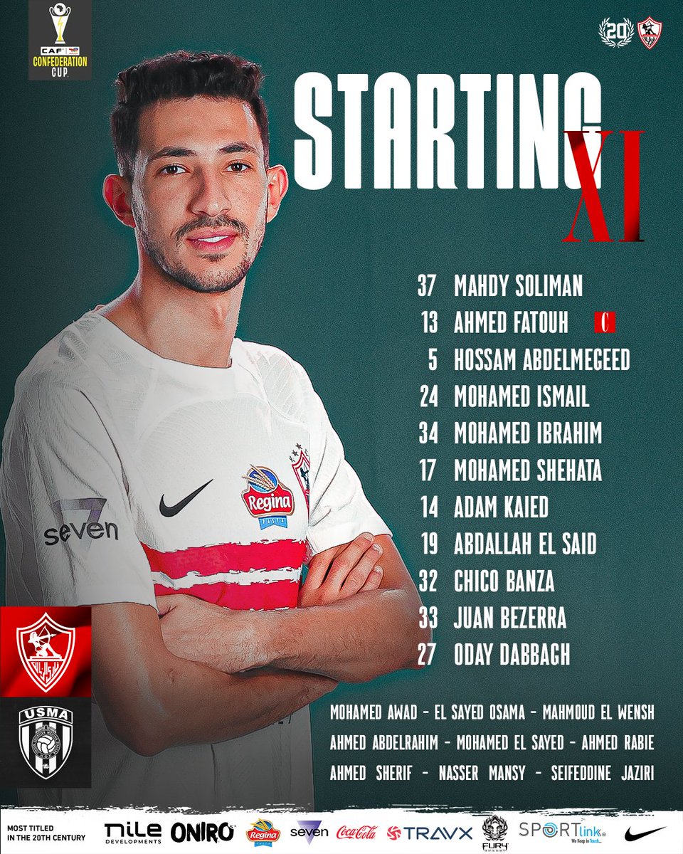 ZSCOfficial's tweet photo. تشكيلتنا لمباراة النهائي 📋

#Zamalek | #MostTitledIn20C | #الزمالك_أولًا |  #أكبر_قلعة_رياضية https://t.co/xrk4vWONlM