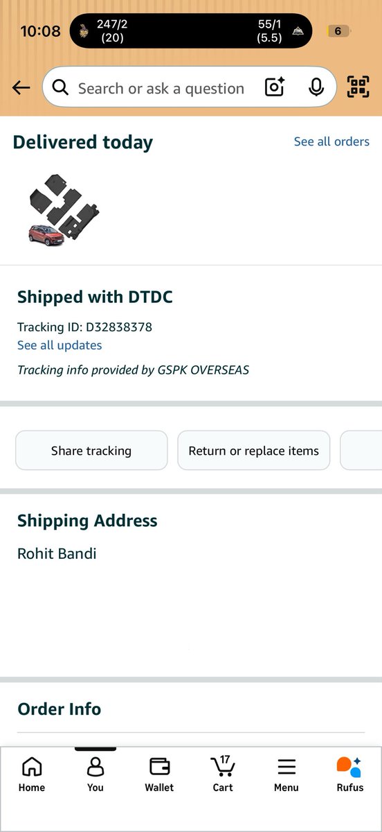 Rohit_Bandi's tweet photo. @amazonIN #Fraud

Order date: 15 May 2026
Order number: 407-8751632-9775512

Status is updated as delivered with shipping done from DTDC

But the item is not delivered. The tracking details updated are showing of older orders of DTDC from Nov 2024

Please check this on priority. https://t.co/0lZUXQo0WO