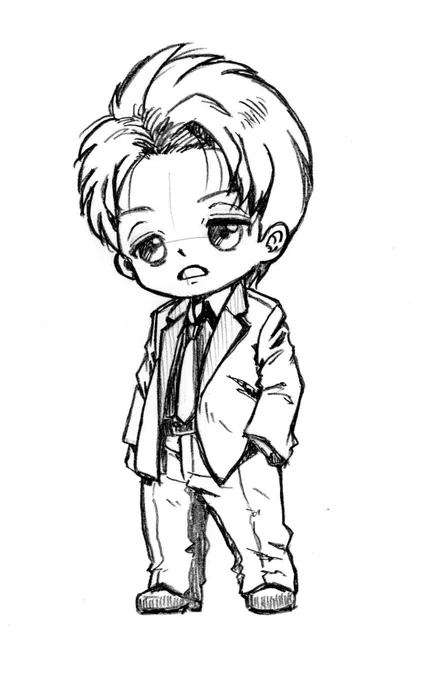 最初に色んなポーズや構図をラフで描いてから線を整えるために何度も自分の描いた絵をトレスして仕上げています～(^^ とりあえず清書したラフ画です～ @藤見 #大野智 #嵐 #藤見泰高