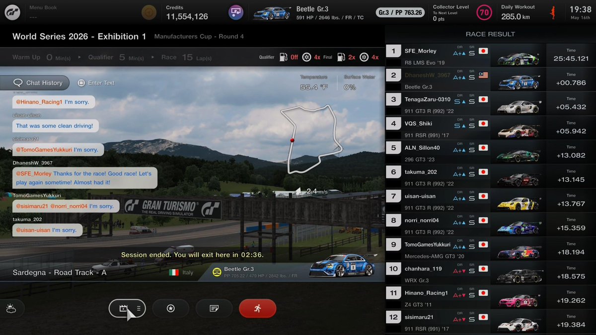 dannyracing77's tweet photo. GTWS Manufacturer 2026 Exhibition 1 R4: Pole -> P2 (507 points - PB)

Good race with @SotaMoriyama11 today! #GT7 https://t.co/3v5gSQHC1X