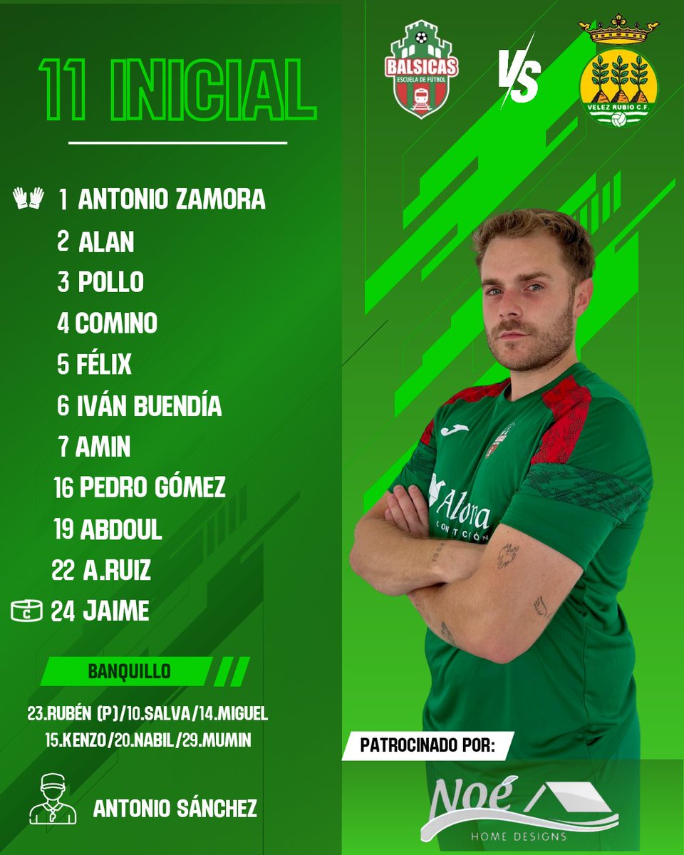 efbalsicas's tweet photo. XI INICIAL.

Nuestro último 11 de la temporada, con la novedad de nuestro juvenil Nabil que ha entrado en la convocatoria.

#VamosBalsicas https://t.co/i29Tl1L9My