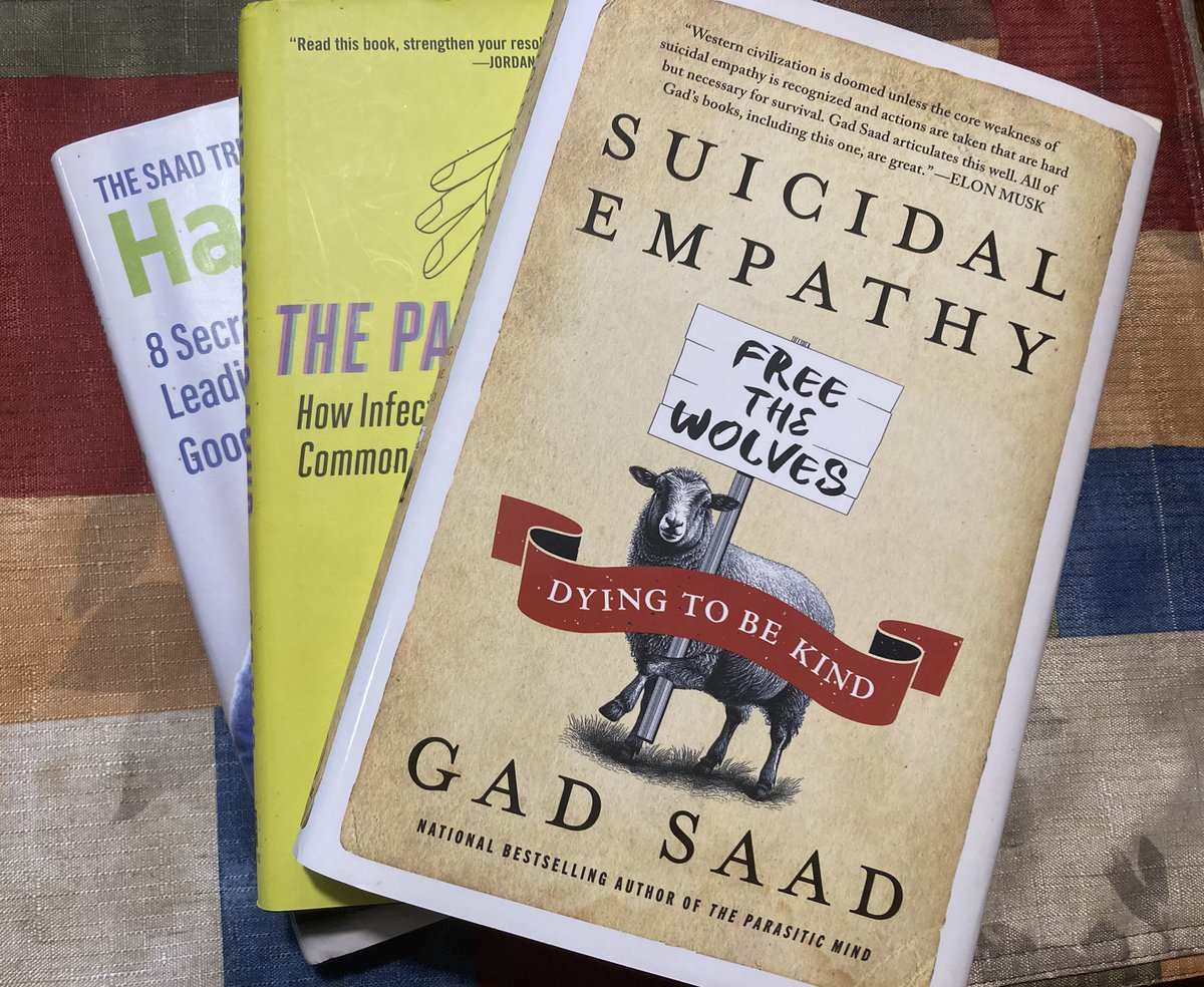SGabardi1111's tweet photo. Geared up and ready to hand out some books to my family.

Guess I’m going to have to get several copies of Gad’s books because I know many who need it.

This morning, I was having a conversation with my dad and his lady friend. There’s two gals in our family and both have trauma. One became better. One became bitter.

I was speaking of how I had compassion and empathy towards the one that was trying to heal her wounds, but I had absolutely zero empathy for the narcissist.

They tried to argue that I should have more empathy towards the abuser, and not their victim because “they’re only moving from their level of consciousness.” 

BS! I then rebutted with absolutely not, trying to attempt to help them to understand that you absolutely should not have empathy for the abuser and zero towards the victim.

They argued that “Jesus said to love your enemy.” To which I replied, “Yeah, love them and pray for them, from a distance, but you absolutely do not offer them empathy for their misdeeds because then, you become the problem and enable their toxic behavior.”

For the life of me, I cannot understand why they don’t understand that wrong doers MUST have consequences. If they don’t, they’ll never grow.

I’m a huge believer in God’s word, and I do not believe when He tells us to love that means to let people walk all over you and run rampant in their sins, and I think that’s where the world gets it wrong, religion.

So, needless to say, they will be getting a copy of your books today, @GadSaad .

@elonmusk , another example on a lighter scale of suicidal empathy.

I’m so glad Gad is taking on the problem of the West. A lot of people have a lot to learn over here.
