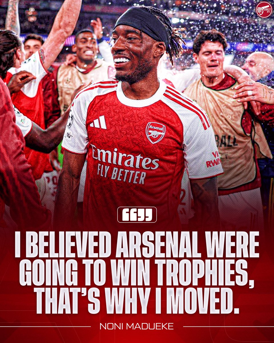 DailyAFC's tweet photo. 🗣️ Noni Madueke: “I believed Arsenal were going to win trophies, that’s why I moved.” ❤️🏆 https://t.co/tSkWC24MYh
