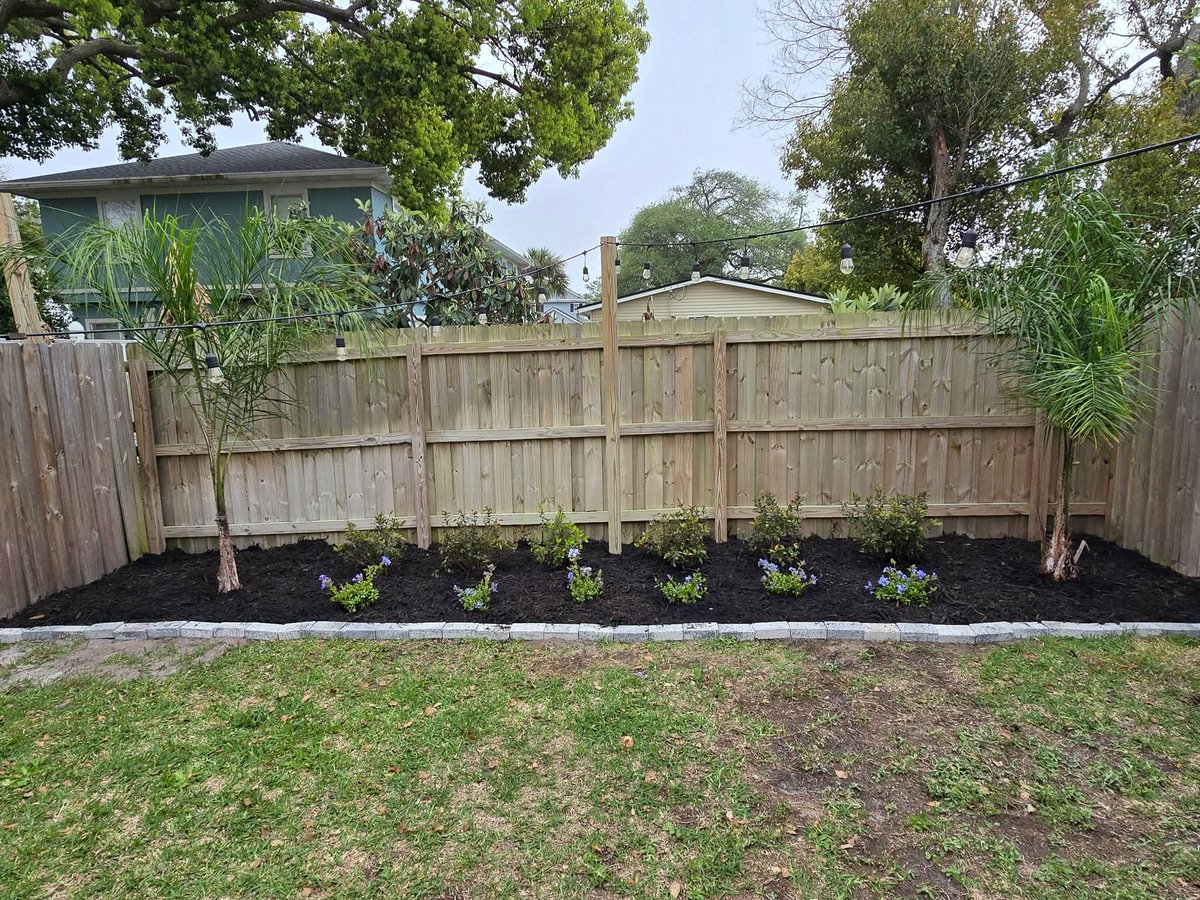 TheSodSquad904's tweet photo. Guys planted 12 bushes 2 palms added stone boarder and mulch for one of our customers in Duval today. https://t.co/mWg1CCsi1L