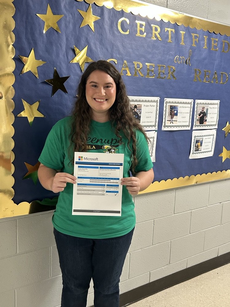 AtcGreenup's tweet photo. HUGE CONGRATS to Jordan Willis!  She earned her PowerPoint certification and now fully business certified!  Way to go, Jordan! So proud of you!  Nice work, Mrs. Wellman!!! @GCATCFBLA1 https://t.co/EvTR3DkTI6