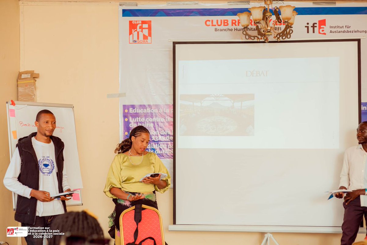 OSPDU1's tweet photo. Représentée par Glodi Chochi, l’ONG OSPDU RDC a participé à l'atelier « Youth Leading the Way for Peace » du Club RFI RDC.

​Au programme : peacebuilding, lutte contre les discours de haine et rôle des jeunes dans la cohésion sociale au Nord-Kivu.  #Jeunesse #Paix #RDC @RfiRdc https://t.co/CujO1oPGMP
