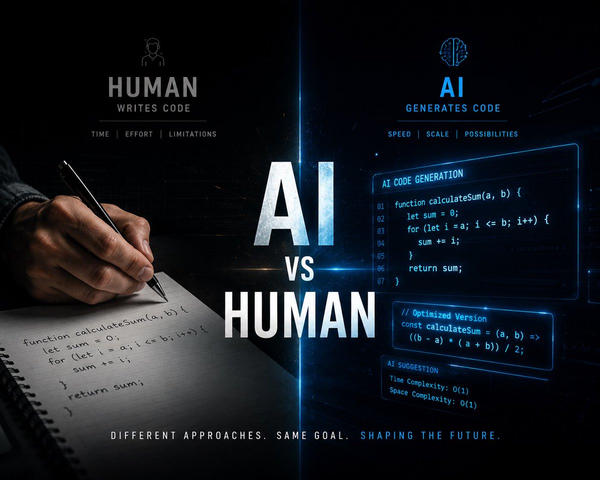 paayanam's tweet photo. GitHub Copilot now writes 46% of all code on its platform.
20 million developers are using it.
But nobody talks about what’s actually happening underneath.
8 facts about AI vs Human coding that will change how you think about software 🧵 https://t.co/W5LSuPRUPR