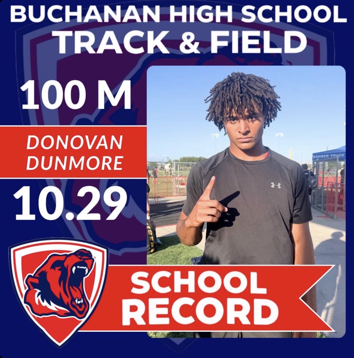 alwaysDunmore's tweet photo. I ran a wind legal 10.29 
Meet record 
Venue record 
School record 
Cif section record 
U.S #34 https://t.co/4OsvauJovD