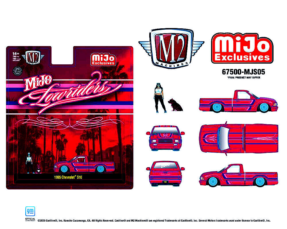 dezou1's tweet photo. M2 Machines Mijo Exclusives Diorama Series 1995 Chevrolet S10 Lowriders with Girl &amp; Pitbull Dog Figures – Pink 🤩👍 #M2Machines #Mijo https://t.co/9FBvCgd9Yn