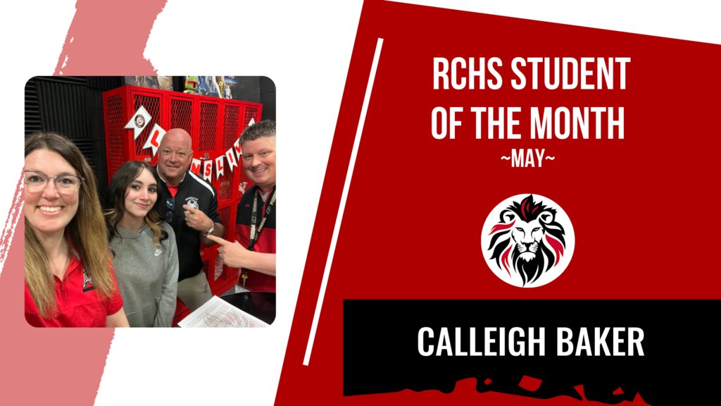 RushvilleHigh's tweet photo. Congratulations again to Calleigh and Mr. Doyle as our student and staff member of the month for May! #lionsleaveitbetter https://t.co/nq6kQOhdQb