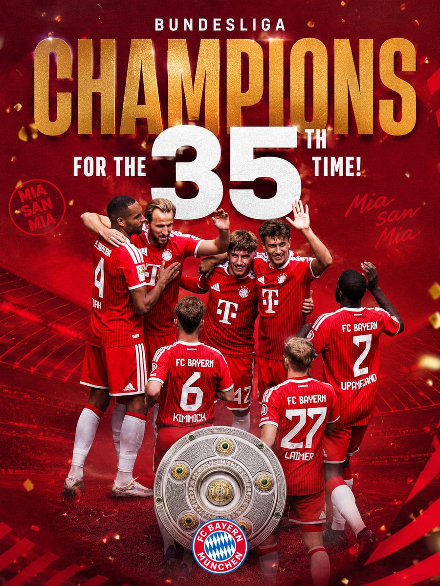 FCBayernTN's tweet photo. 𝐖𝐞 𝐚𝐫𝐞 𝐭𝐡𝐞 𝐁𝐮𝐧𝐝𝐞𝐬𝐥𝐢𝐠𝐚 𝐂𝐡𝐚𝐦𝐩𝐢𝐨𝐧𝐬!

35th league title and more loading! 🎉

#MiaSanMia #BayernTamilNadu https://t.co/fp7Z6avQbS