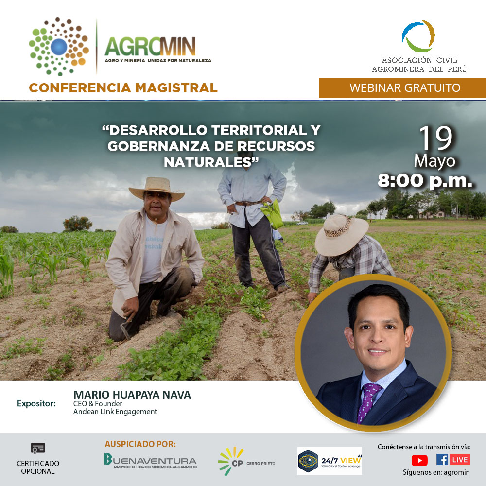 AgrominPeru's tweet photo. 📌 Webinar Gratuito
📆 Martes 19 de mayo |🕗8:00 p.m.
✅ “DESARROLLO TERRITORIAL Y GOBERNANZA DE RECURSOS NATURALES”
✍️ Inscríbete aquí: https://t.co/vA5PTU7IUf
Transmisión en vivo por:
✅ https://t.co/3Lyoavi4n7
✅ https://t.co/ho5xKk3WWu
#UnidosPorNaturaleza https://t.co/jfqm3XQPXX