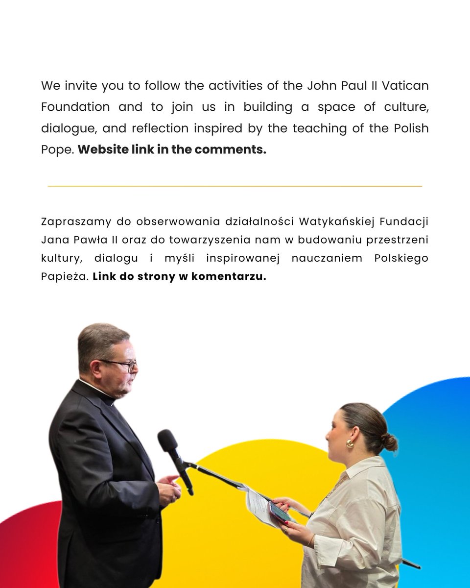 VaticanJP2's tweet photo. – US | PL | IT | FR –

🇺🇸 We want to be closer to you, which is why we have launched our new website.

We created it as a place of encounter and reflection in the spirit of John Paul II. From now on, it operates on the official Vatican “.va” domain. We hope to share with you the life of our Foundation and to inspire active engagement in the areas of faith, culture, and scholarship. On the website you will find a “Library”, new ways to support our mission, and many other features. We also encourage you to subscribe to our newsletter and follow our social media channels.

The link to the new #VaticanJP2 website is in the comments.

🇵🇱 Chcemy być bliżej Was, dlatego uruchomiliśmy nową stronę internetową.

Stworzyliśmy ją jako miejsce spotkania i refleksji w duchu Jana Pawła II. Od teraz działa ona na oficjalnej domenie watykańskiej „.va”. Chcemy dzielić się z Wami życiem Fundacji oraz inspirować do aktywnego działania w przestrzeni wiary, kultury i nauki. Na stronie znajdziecie dział „Czytelnia”, nowe formy wsparcia i wiele innych rozwiązań. Zachęcamy także do zapisania się na newsletter oraz obserwowania naszych mediów społecznościowych.

Link do nowej strony #VaticanJP2 w komentarzu.

🇮🇹 Vogliamo essere più vicini a voi, ed è per questo che abbiamo lanciato il nostro nuovo sito web.

Lo abbiamo creato come luogo di incontro e riflessione nello spirito di Giovanni Paolo II. Da oggi funziona sul dominio vaticano ufficiale “.va”. Desideriamo condividere con voi la vita della nostra Fondazione e ispirare un impegno attivo nei campi della fede, della cultura e della ricerca. Sul sito troverete la sezione “Biblioteca”, nuove forme di sostegno e molte altre soluzioni. Vi invitiamo anche a iscrivervi alla nostra newsletter e a seguire i nostri canali social.

Il link al nuovo sito #VaticanJP2 è nei commenti.

🇫🇷 Nous souhaitons être plus proches de vous, c’est pourquoi nous avons lancé notre nouveau site internet.

Nous l’avons conçu comme un lieu de rencontre et de réflexion dans l’esprit de Jean-Paul II. Il fonctionne désormais sous le domaine vatican officiel “.va”. Nous voulons partager avec vous la vie de notre Fondation et vous inspirer à vous engager activement dans les domaines de la foi, de la culture et de la recherche. Sur le site, vous trouverez une section “Salle de lecture”, de nouvelles formes de soutien et bien d’autres ressources. Nous vous encourageons également à vous inscrire à notre newsletter et à suivre nos réseaux sociaux.

Le lien vers le nouveau site #VaticanJP2 se trouve en commentaire.