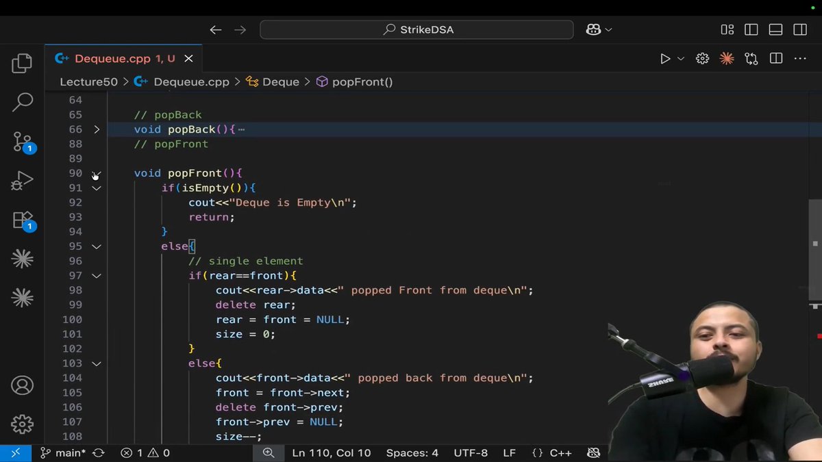 workharsh99's tweet photo. Today I solved:
🔹 First Non-Repeating Character in Stream
🔹 Deque operations implementation
Slowly becoming comfortable with queues &amp; deques 💪
@rohit_negi9 @CoderArmy 
#100DaysOfCode #CPP https://t.co/chbb3GZDlH
