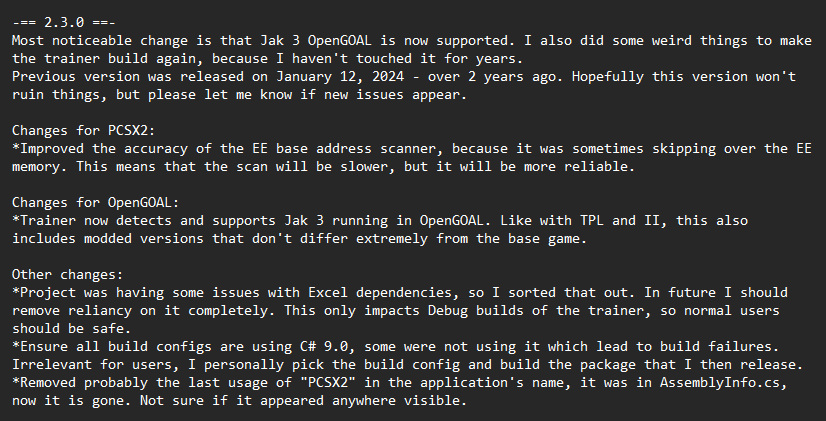 Luminar_Light's tweet photo. Jak and Daxter - Universal Trainer v2.3.0 RELEASED!!!! 

https://t.co/NJwMGqOon9

The auto-updater should notify you about the new version.

Changelog below: https://t.co/xOshuXk599