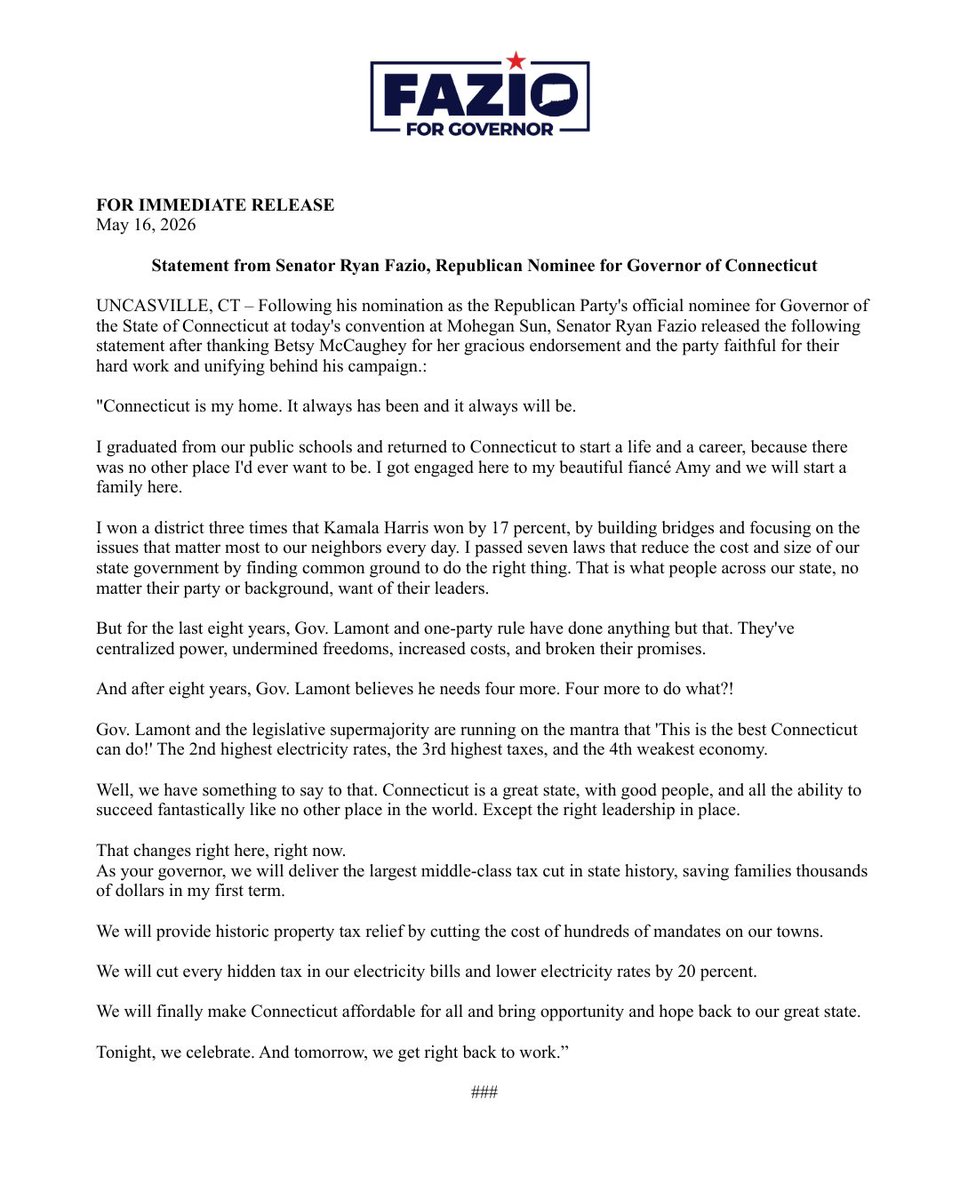 Ryan Fazio for Governor tweet media