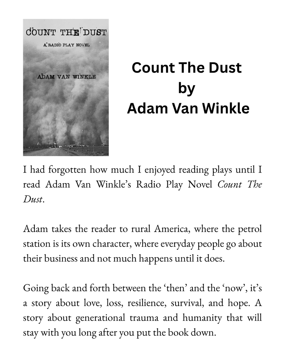 DelGeo14's tweet photo. I read Adam Van Winkle's 'Count The Dust', then read it again. Here's my ⭐️⭐️⭐️⭐️⭐️ review
@gritvanwinkle https://t.co/ST7I76rllv