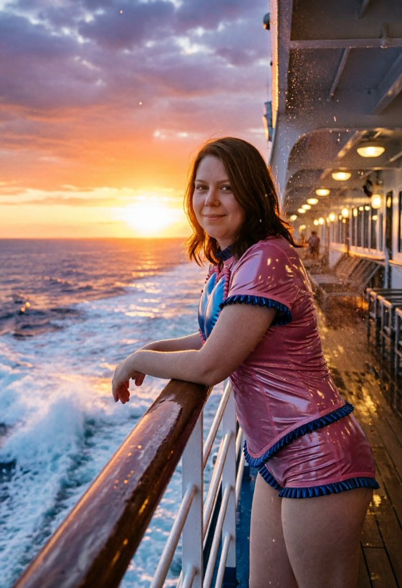 Lizzy1262629's tweet photo. Golden hour on the ocean in my shiny pink & blue heart PVC romper ππ
Wind in my hair and the biggest smile β who else loves glossy cruise looks? π"
Keywords / Hashtags:
#HeartRomper #PinkPVC #ShinyOutfit #CruiseFashion #OceanSunset #PVCRomper #BlueHeart #GlossyGirl #ShipDeck https://t.co/GeNrnEhopy