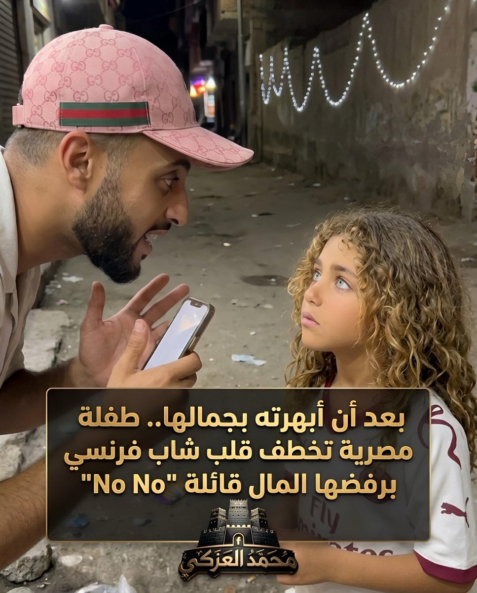 m_7_a1's tweet photo. رفضت طفلة بسيطة من شوارع مصر  ملامحها زي القمر هبة مالية من سائح فرنسي بابتسامة وكبرياء لا يملكهما ملوك الأرض. السائح الذي أبهرته براءتها النادرة لدرجة أنه وثق الموقف بالفيديو قائلاً إن مكانها الحقيقي هو منصات الموضة العالمية كـ "موديل" لأكبر الإعلانات فوجئ حين قدم لها 200 جنيه مصري. رد فعلها كان "No No" بحزم وابتسامة بريئة مما جعله ينبهر بأخلاقها وكرم نفسها أكثر من جمالها الطبيعي الذي سحر القلوب في فرنسا وتحول لتريند عالمي نضيف
