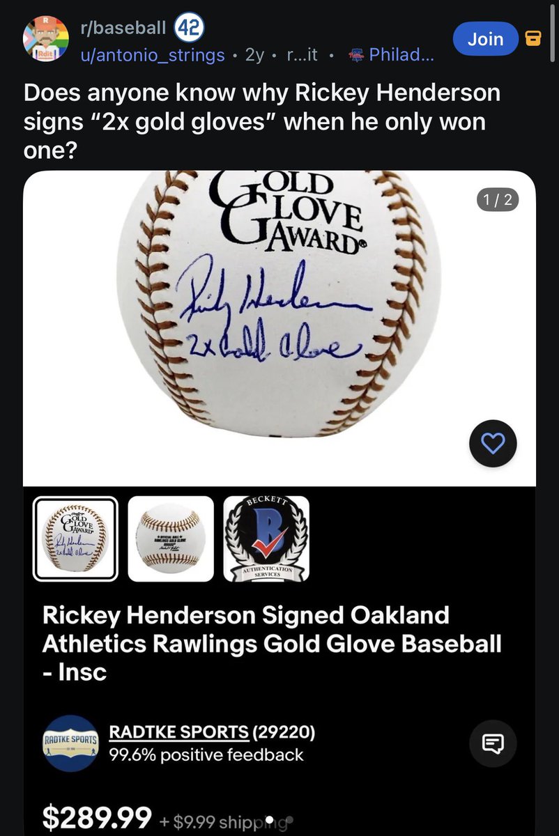 IRickey's tweet photo. Though Rickey was known to occasionally sign baseballs as a 2x Gold Glove winner 🤷‍♂️ https://t.co/YKqgVKbMRQ