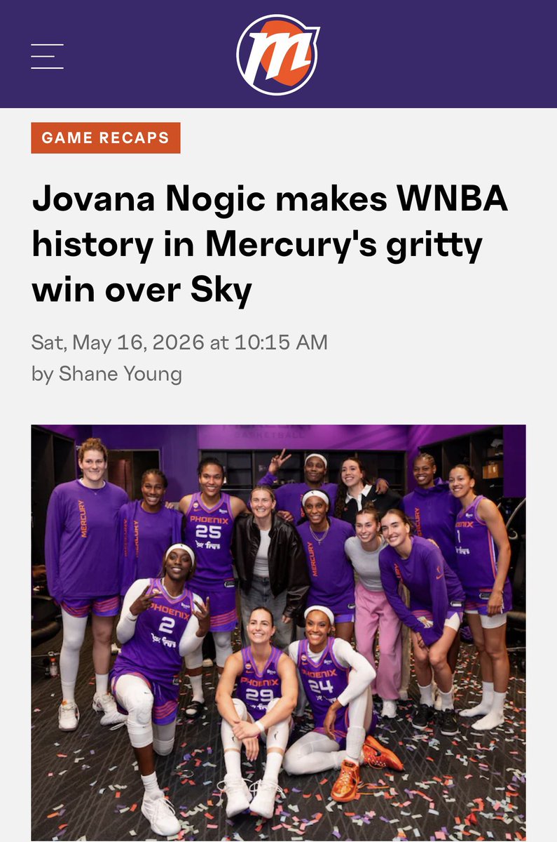 YoungNBA's tweet photo. My latest for the @PhoenixMercury:

Jovana Nogic is taking the league by storm. She has 64 points on 80.4% true shooting to begin her WNBA career. Forget the fact she’s an undrafted rookie … it’s the second-most efficient start in league history, period

https://t.co/FpmZVzNl6V https://t.co/CL5D0C594e