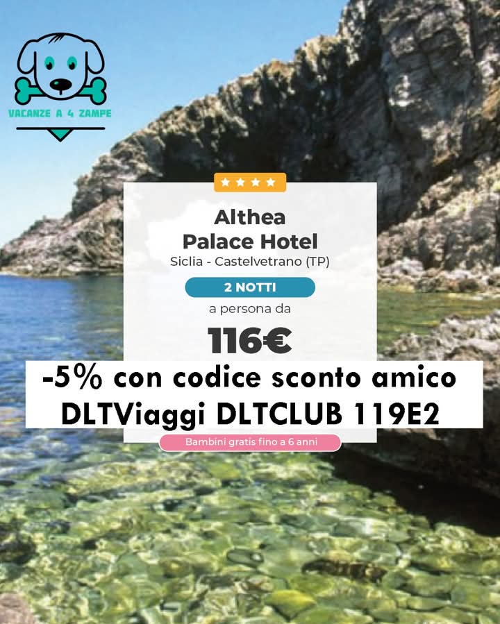 Guadagnamonline's tweet photo. https://t.co/LAWVdAAreu

☀️ Mini fuga in Sicilia? Questa offerta è perfetta 💙🌊 ✨
🏨 Althea Palace Hotel 📍 Castelvetrano (TP) – Sicilia

🏖️ Servizio spiaggia incluso
- Bambini GRATIS fino a 6 anni
✨ 
⏳ Prenota ora! 👉 👉 👉 https://t.co/LAWVdAAreu https://t.co/eijVLNp6Qr