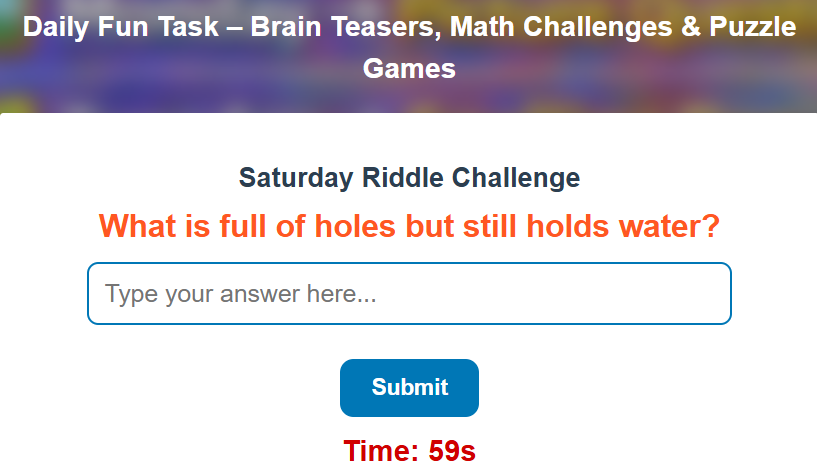 Skillobox's tweet photo. 🧩 Saturday – Riddle Challenge

Think you’re smart? Prove it 😏
Solve today’s riddle and challenge your brain!
👉 Play now: https://t.co/i2xUCExA2b
#RiddleChallenge #BrainFun #WeekendPlay #Skillobox #DailyFunTask https://t.co/ampe2jegkU