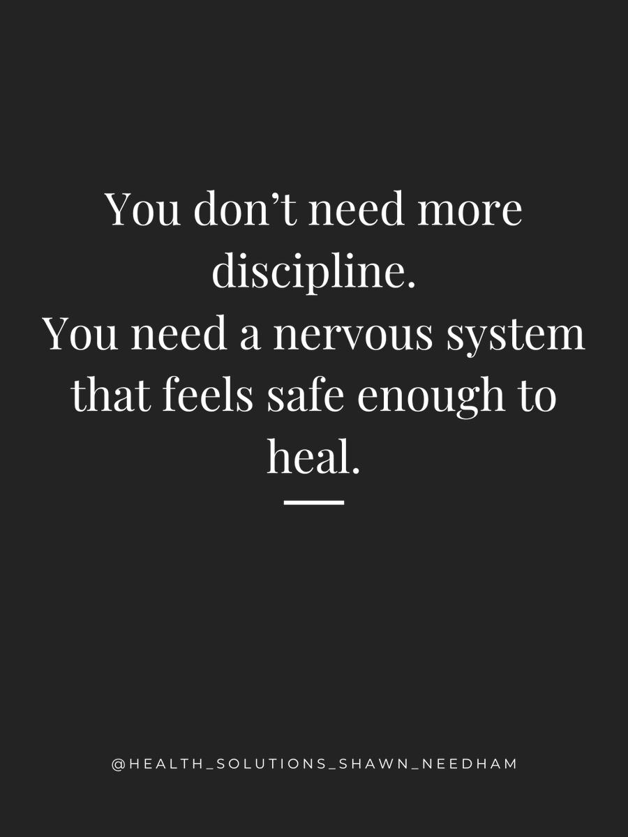 ShawnNeedham2's tweet photo. Healing doesn’t happen in survival mode.

Sometimes the missing piece isn’t more restriction, harder workouts, or stricter routines; it’s sleep, nourishment, slowing down, stable blood sugar, deep breaths, sunlight, minerals, rest, and finally teaching your body that it’s safe again.

Your symptoms are not always a sign of laziness. Sometimes they’re a sign your body has been in fight-or-flight for far too long.