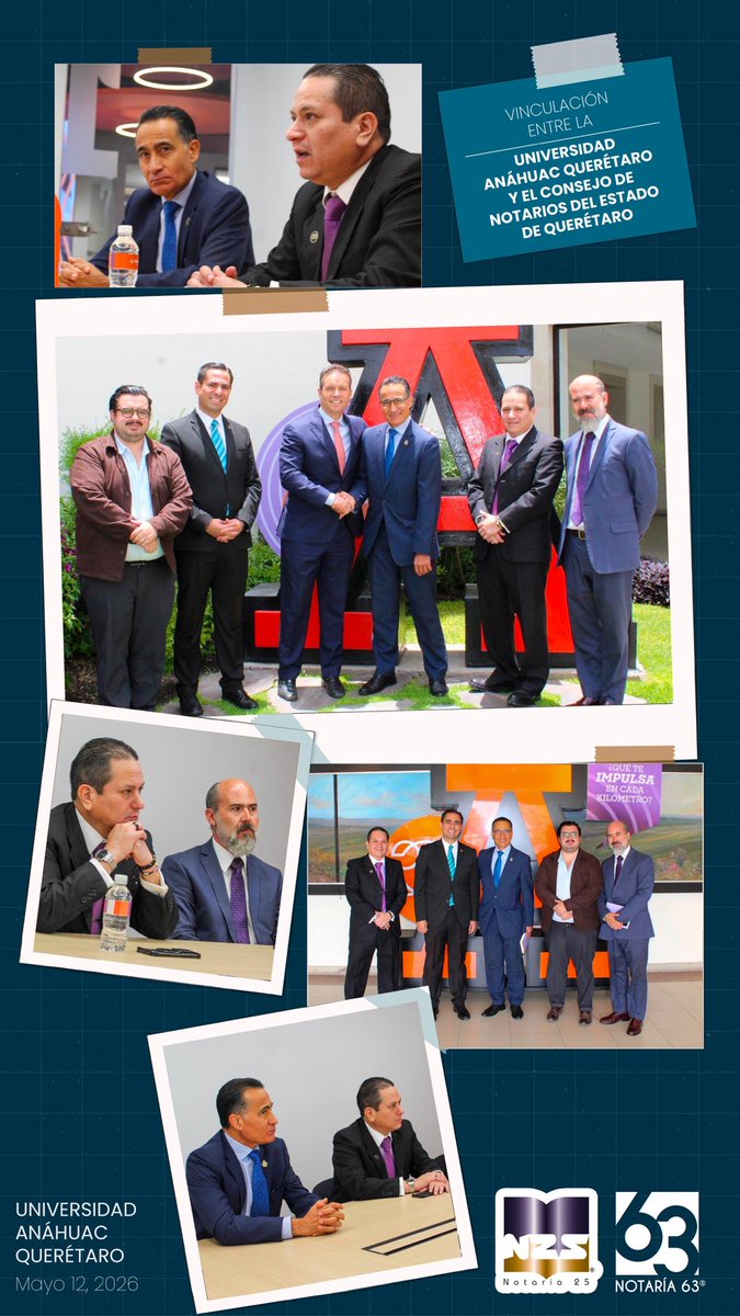 lic_JoseMaria's tweet photo. Un gusto participar en esta reunión de vinculación entre la Universidad Anáhuac Querétaro y el Consejo de Notarios del Estado de Querétaro.

La academia y el notariado deben caminar de la mano para formar juristas mejor preparados, con visión humanista y compromiso social. ⚖️ https://t.co/ZWHdOqpjQu