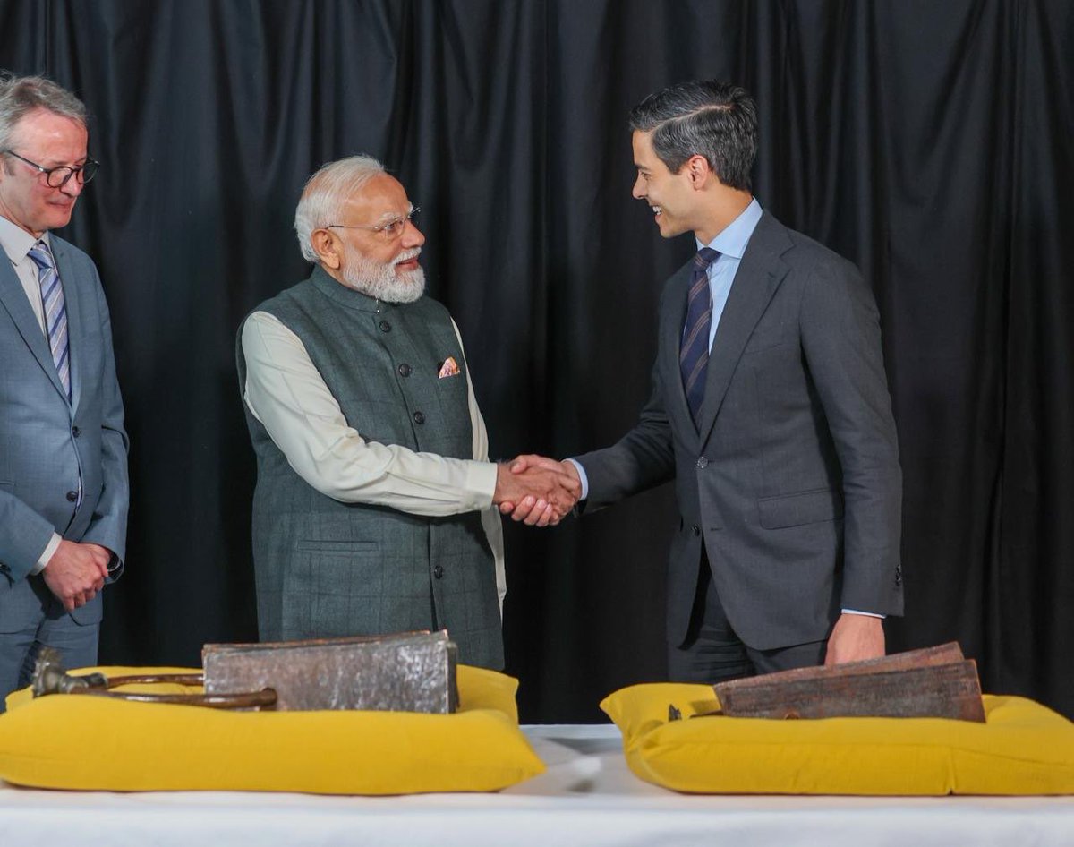 iabhishek4bjp's tweet photo. *A 1,000-Year-Old Treasure Returns Home. 🇮🇳*

After 300 years in Dutch possession, the historic Anaimangalam Copper Plates — one of the most significant surviving records of the Chola Empire — have officially returned to India. 

This landmark moment happened during PM Narendra Modi Ji's visit to the Netherlands, in the presence of Dutch Prime Minister Rob Jetten.

The plates consist of 21 large copper sheets and 3 smaller plates, written in Tamil and Sanskrit. They document a royal grant from King Rajaraja Chola I, later inscribed in copper by his son, the great Rajendra Chola I. ⚔️

These plates are not just history. They are proof of India's maritime power, administrative brilliance, and cultural reach across Southeast Asia — over a thousand years ago. 

Taken during Dutch colonial rule in the 18th century. Kept at Leiden University for over 160 years. Brought back through years of determined Indian diplomacy. 

India's civilisational heritage belongs to India. And today, it has come home. 

#CholaCopperPlates #AnaImangalamPlates #PMModiInNetherlands #CulturalHeritage #IndiaProud #CholaEmpire #TamilHeritage #ModiDiplomacy