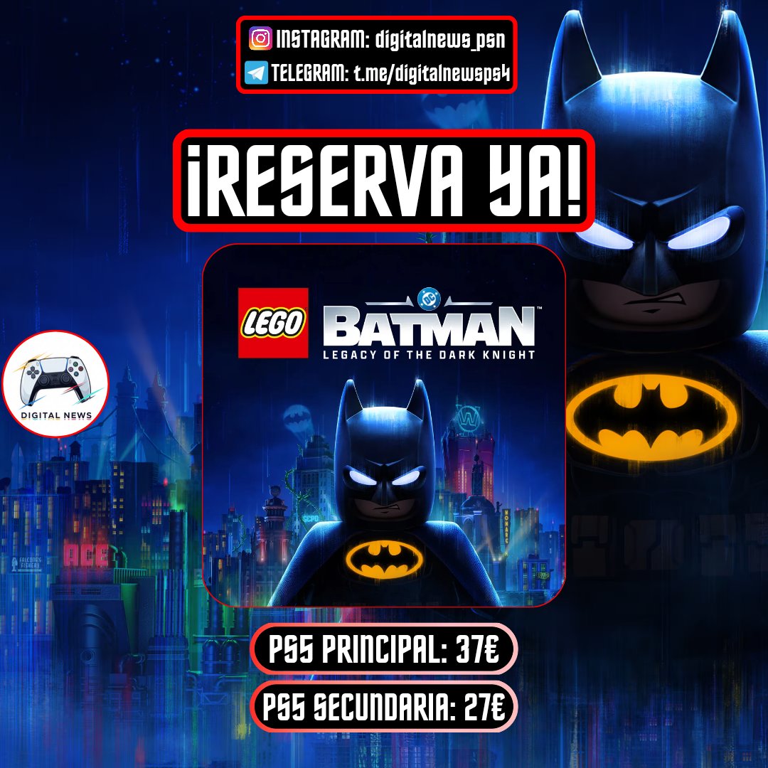 DigitalNewsPS's tweet photo. 🔥LEGO BATMAN PS5🔥

⚡️Lanzamiento: 22 de mayo

😱¡RESERVA YA Y NO TE QUEDES SIN EL TUYO!😱
👉Consultar disponibilidad

✅️¡CONSIGUE LOS ÚLTIMOS LANZAMIENTOS AL MEJOR PRECIO! 

✅️¡JUEGOS 100% SEGUROS!

✅️¡TOTALMENTE EN CASTELLANO!

🎮 PEDIDOS / CONSULTAS: Mensaje Directo https://t.co/WdVAvfZ3Rm