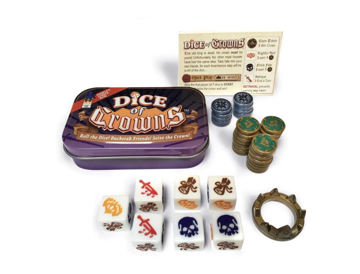 thing12games's tweet photo. @Marky_X_ Probably something straightforward that offers choice but keeps component variety down.

Our own Dice of Crowns is one I’ve had great success in teaching people that have never played a modern game. Decisions aren’t overwhelming and “push your luck” is exciting and familiar. https://t.co/f1IsSWgKnr