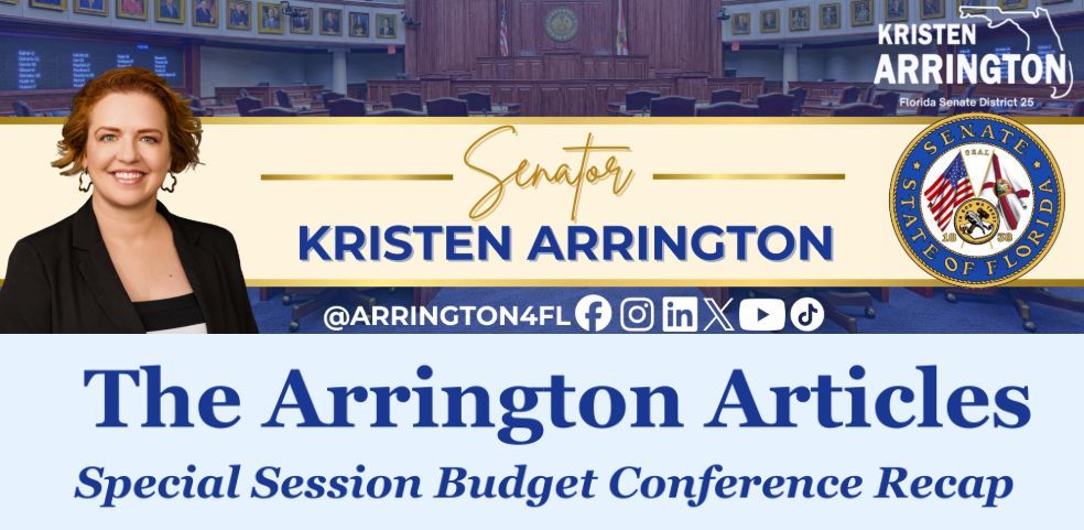 Arrington4Fl's tweet photo. As the state budget process continues and important legislation moves forward, I’m committed to keeping our community informed every step of the way. 🏛️📬

The latest edition of The Arrington Articles includes updates on budget conference negotiations, recently signed legislation, district events, and key happenings from both Tallahassee and Senate District 25.

Thank you for staying engaged and connected throughout session and beyond.

🔗 Read the latest newsletter here: https://t.co/IAn8bw3Z8a

#FLSD25 #FloridaSenate #TheArringtonArticles #FloridaBudget
-----
Mientras continúa el proceso del presupuesto estatal y avanza legislación importante, sigo comprometida a mantener informada a nuestra comunidad en cada paso del camino. 🏛️📬

La más reciente edición de The Arrington Articles incluye actualizaciones sobre las negociaciones del presupuesto estatal, legislación recientemente promulgada, eventos comunitarios y temas importantes tanto de Tallahassee como del Distrito Senatorial 25.

Gracias por mantenerse conectado y comprometido con lo que ocurre durante la sesión legislativa y más allá.

🔗 Lea el boletín aquí: https://t.co/IAn8bw3Z8a

#FLSD25 #FloridaSenate #TheArringtonArticles #PresupuestoFlorida