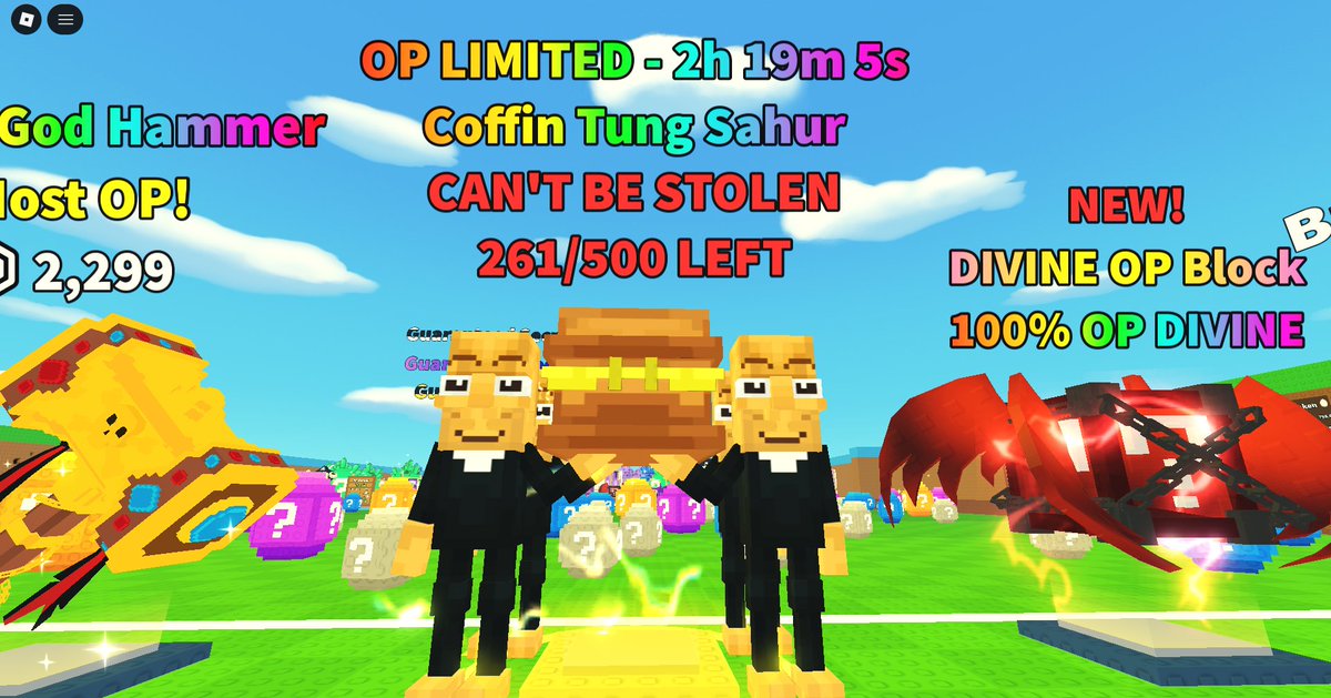 GoTeyoGo's tweet photo. Who got this week's LIMITED Coffin Tung Sahur Brainrot? 📸

Show them off, let me see them!🎉

https://t.co/mzskjZV0kG

#Roblox #RobloxDev #AdminAbuse https://t.co/OBVim4Ap2G