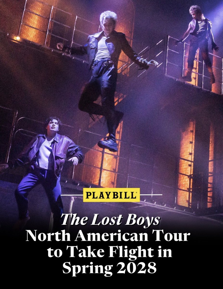 ChuckTownDaily's tweet photo. “The Lost Boys” is coming to Broadway 🧛🧛♀️🧛♂️
https://t.co/uEOO573u2V
#broadway #thelostboys #vampires #playbill #charlestondaily https://t.co/sABYzt163P